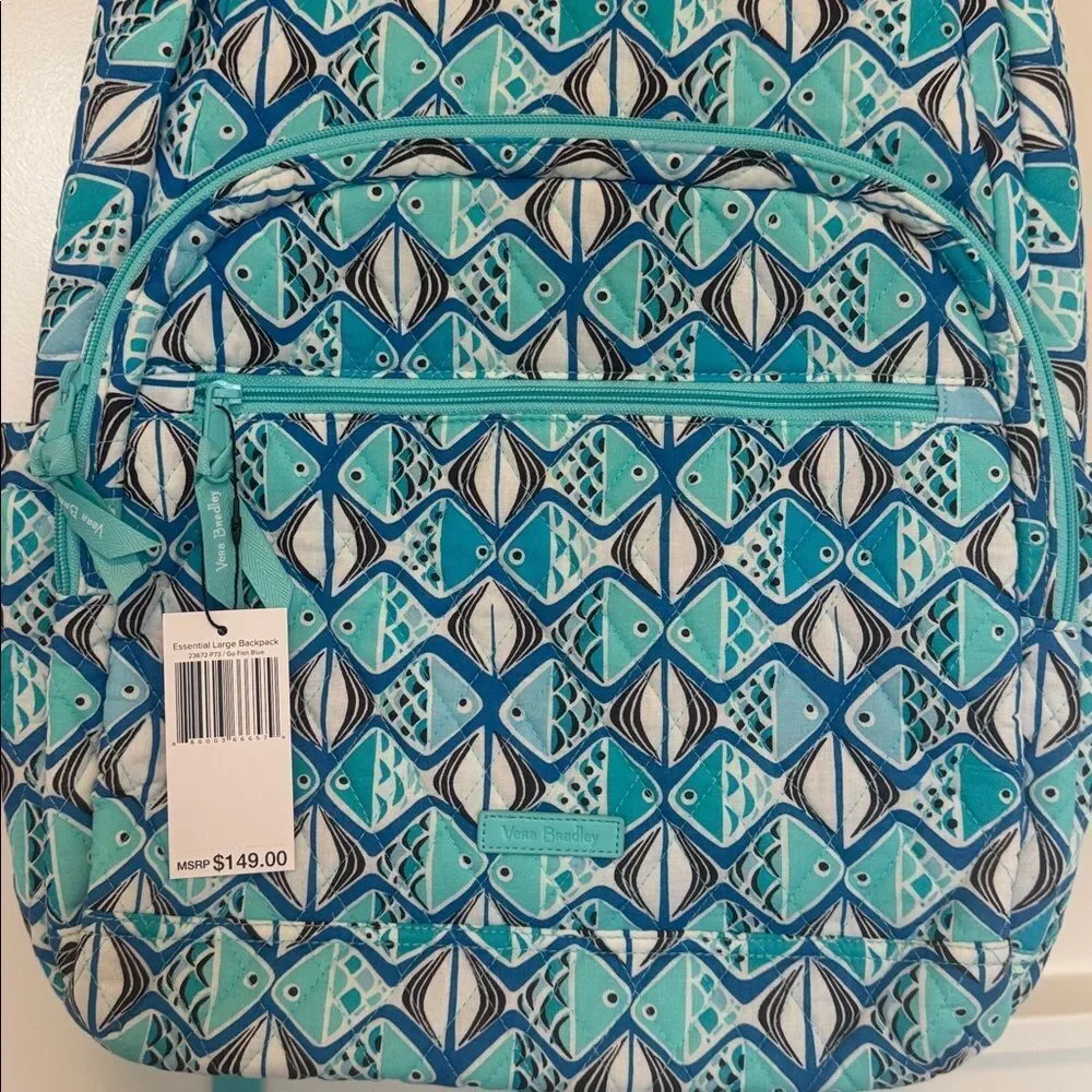 Vera Bradley Go Fish Blue Patterned Quilted Large Essential  display picture 2